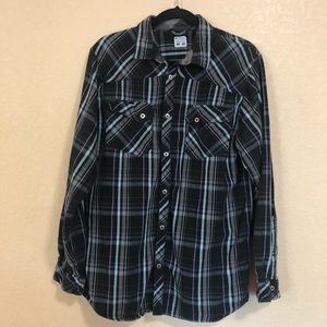 Columbia L Men’s Blue & Black Flannel Long Sleeve